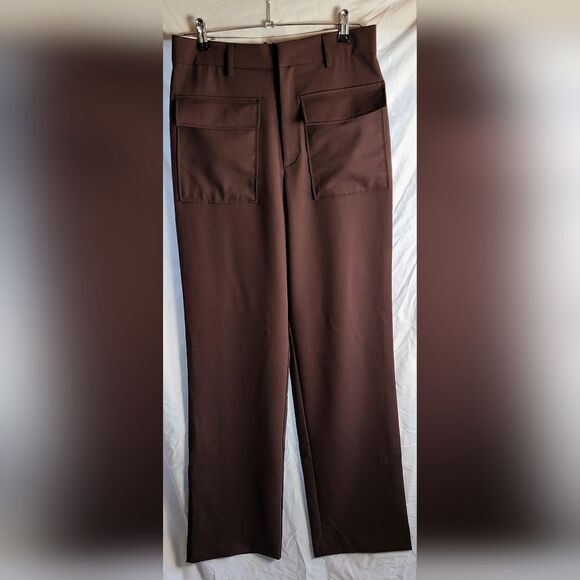 ZARA High Waist Brown Trousers with Front Pockets - Size US S / EUR S / MEX 26 - Picture 2 of 6